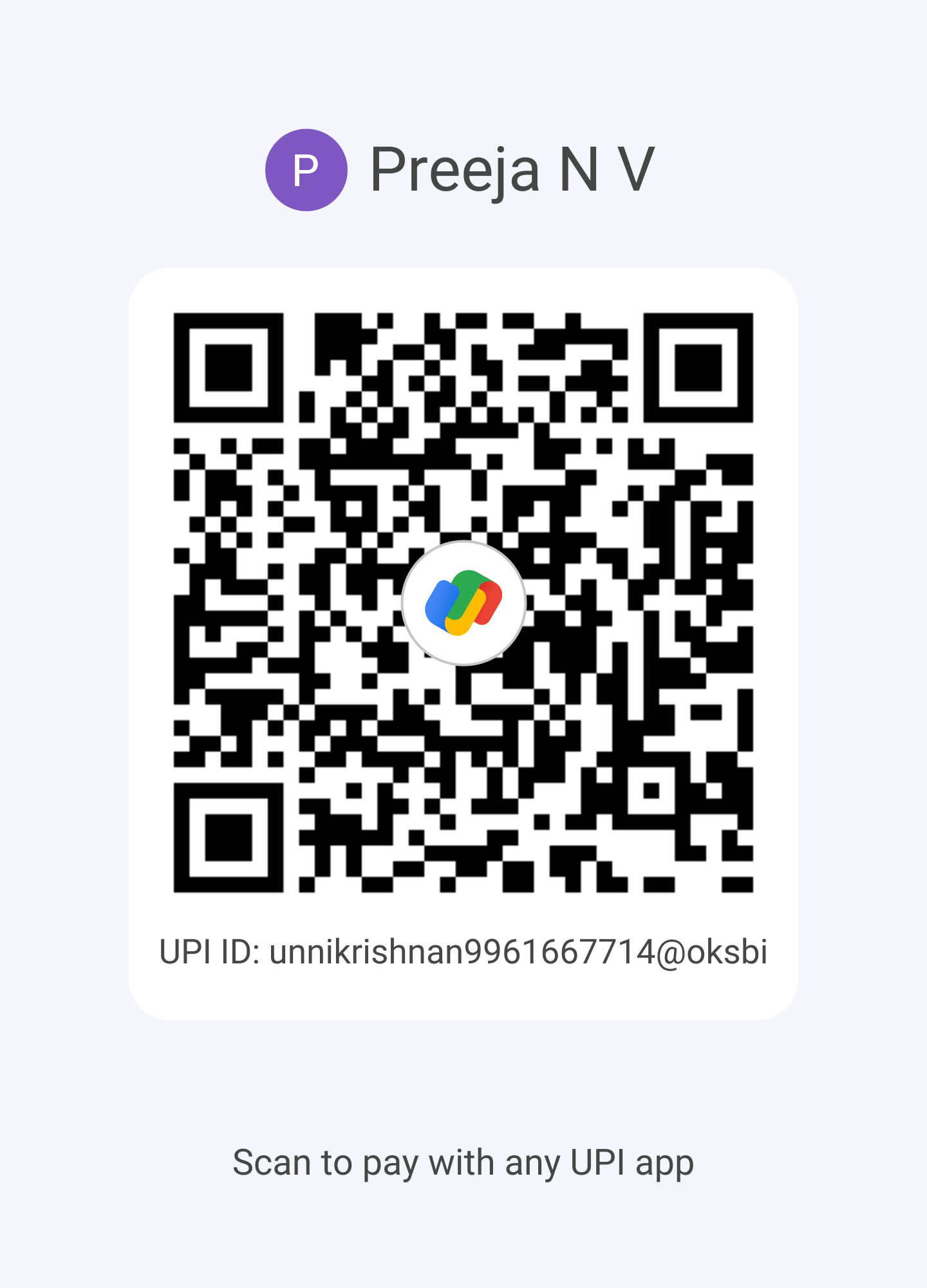 UPI QR Code for voluntary donation